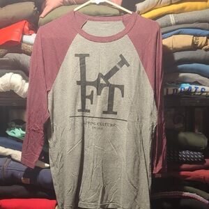 Men's Long Sleeve Raglan Tee - Gray and Purple